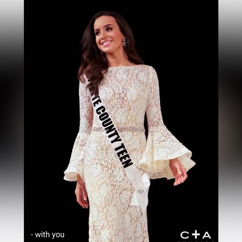 Jovani White Bell Sleeve Gown